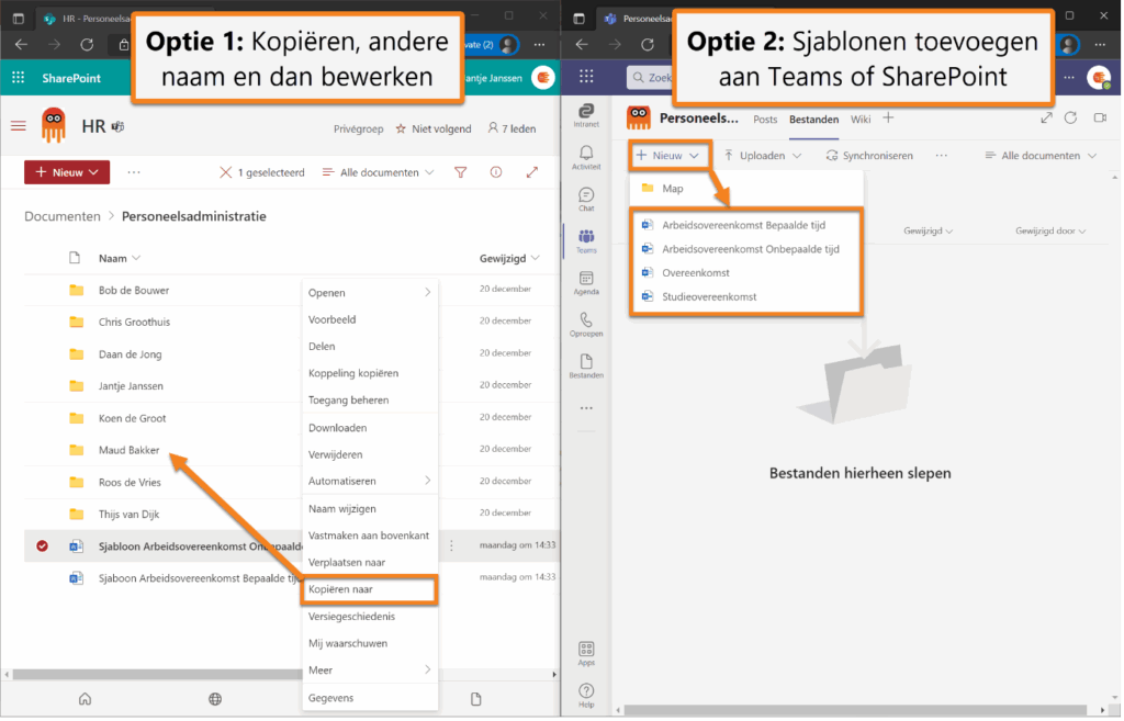 Werken met sjablonen in Microsoft 365 voorbeeld 1