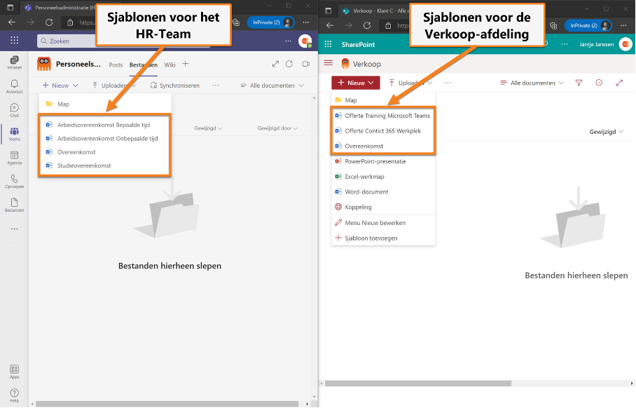 Werken met sjablonen in Microsoft 365 voorbeeld 2